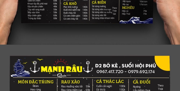 In ấn thiết kế menu nhà hàng Mạnh Râu