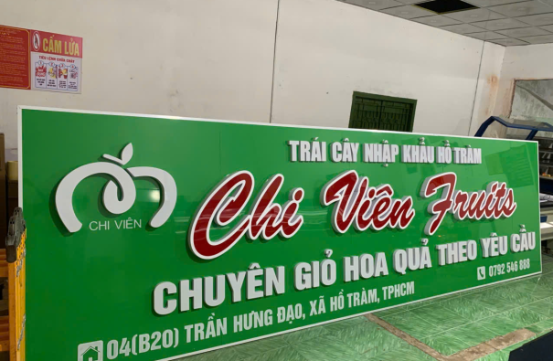 biển quảng cáo xuất nhập khẩu trái cây Hồ Tràm - Chi Viên Fruits